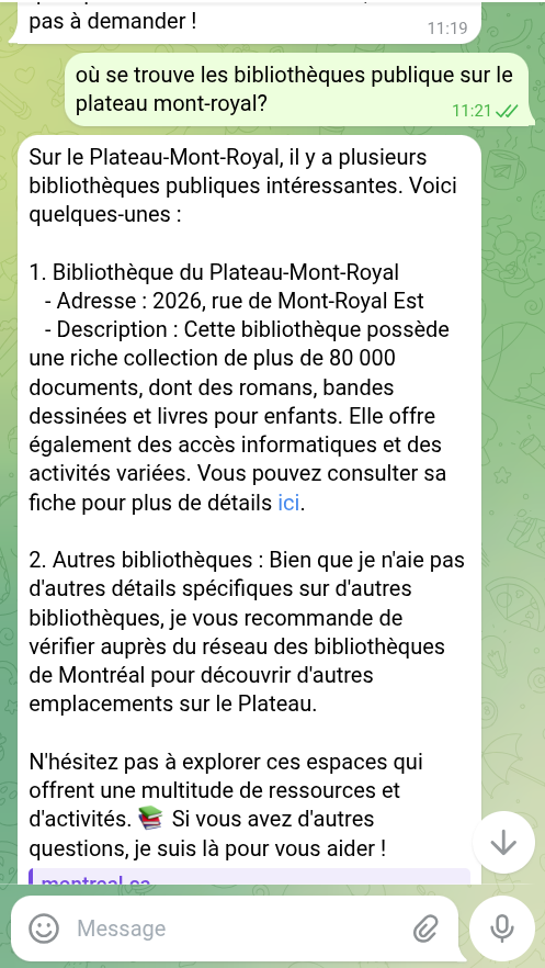 Conversation informations telegram