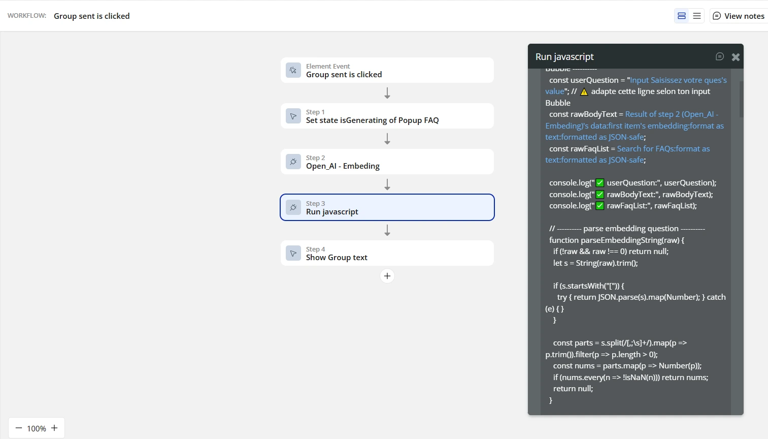 Faq workflow avec script